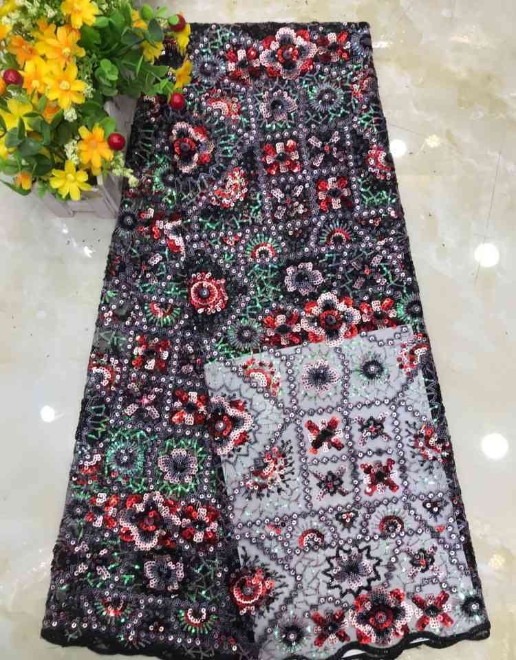 1 Yard Sequined Beaded Embroidered Lace Material Fabric DX034