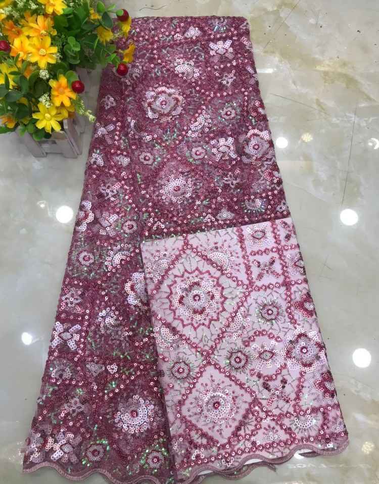 1 Yard Sequined Beaded Embroidered Lace Material Fabric DX034