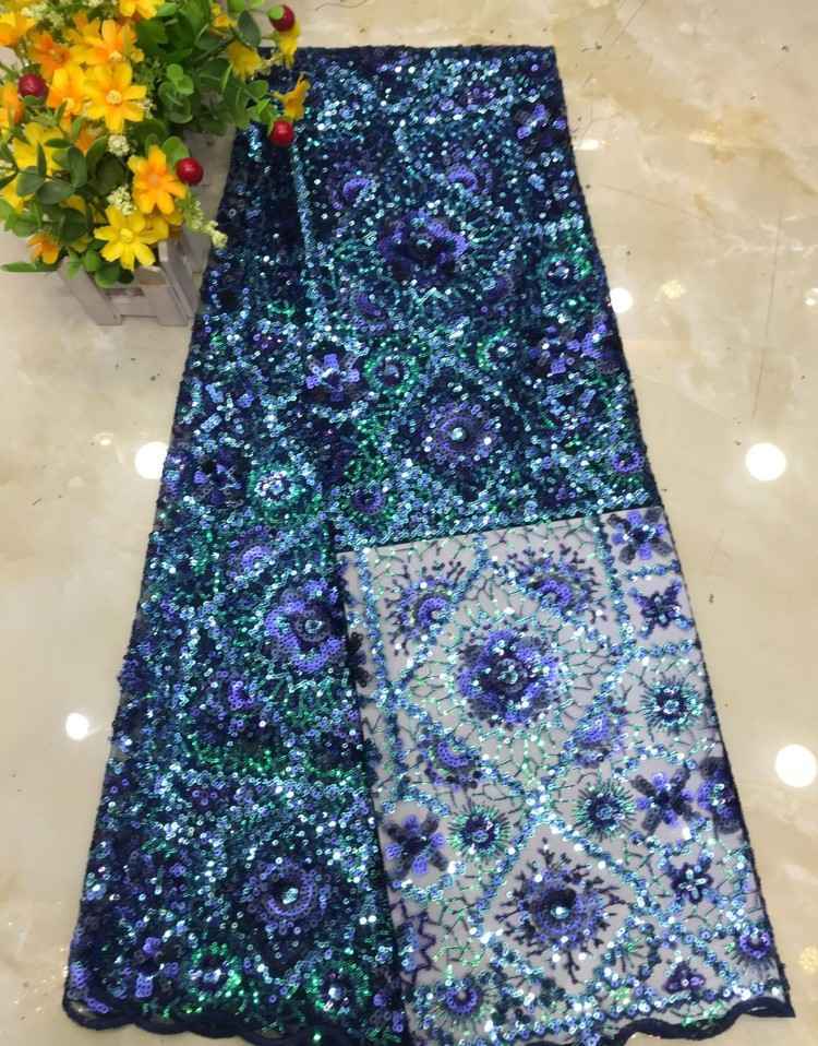 1 Yard Sequined Beaded Embroidered Lace Material Fabric DX034