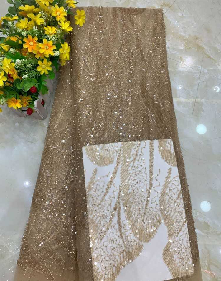 1 Yard Sequined Beaded Embroidered Lace Material Fabric DX025