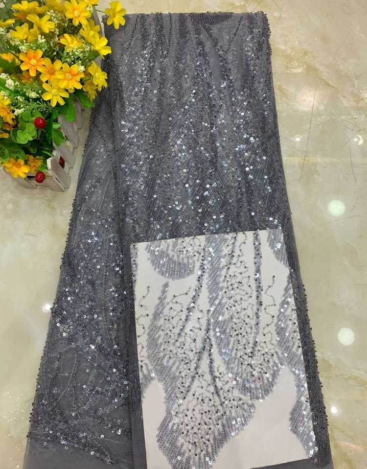 1 Yard Sequined Beaded Embroidered Lace Material Fabric DX025