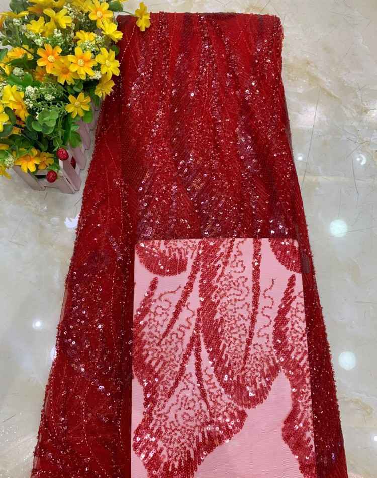 1 Yard Sequined Beaded Embroidered Lace Material Fabric DX025