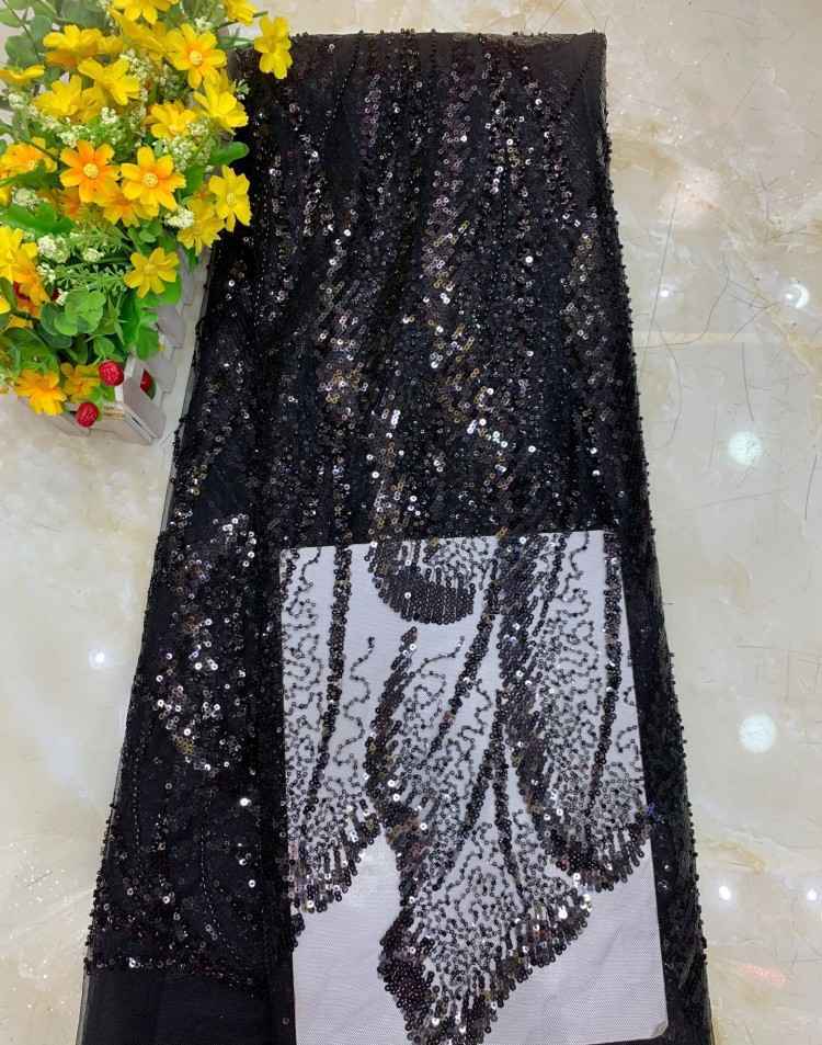 1 Yard Sequined Beaded Embroidered Lace Material Fabric DX025
