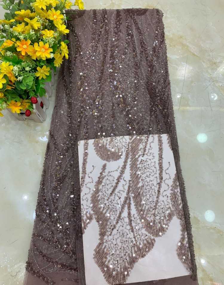 1 Yard Sequined Beaded Embroidered Lace Material Fabric DX025