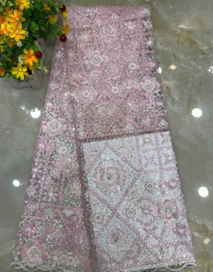 1 Yard Sequined Beaded Embroidered Lace Material Fabric DX034