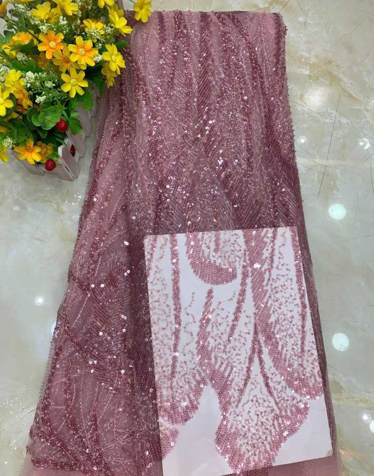 1 Yard Sequined Beaded Embroidered Lace Material Fabric DX025