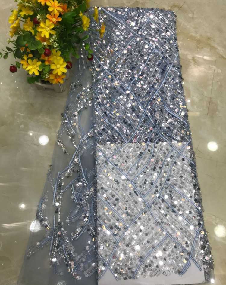 1 Yard Sequined Beaded Embroidered Lace Material Fabric DX029