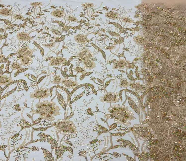 5 Yards Multi-Color Sequined Beaded Embroidered Lace Material Fabric JX302
