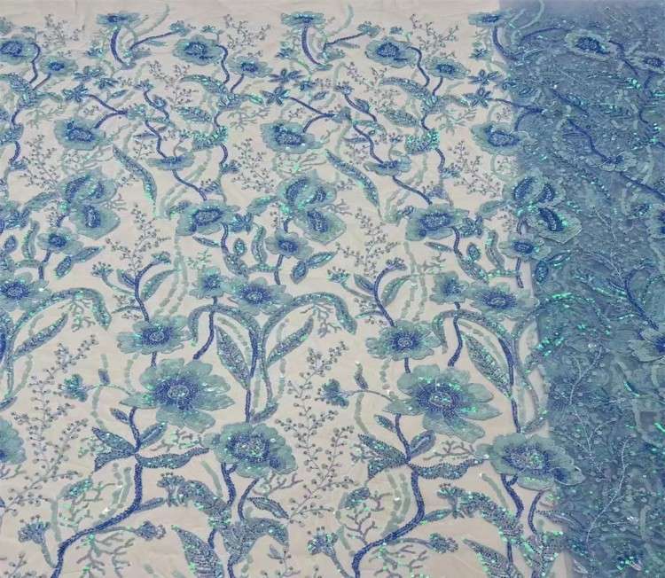 5 Yards Multi-Color Sequined Beaded Embroidered Lace Material Fabric JX302