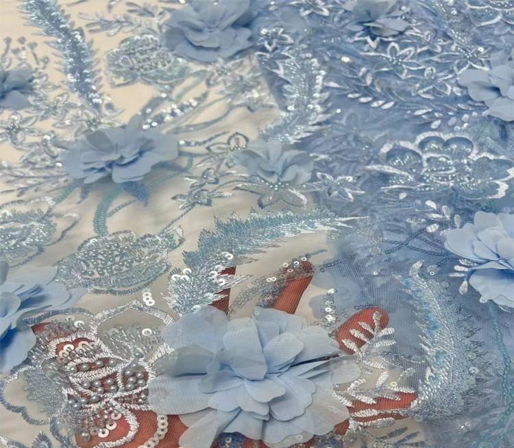 5 Yards Multi-Color Sequined Beaded Embroidered Lace Material Fabric JX303