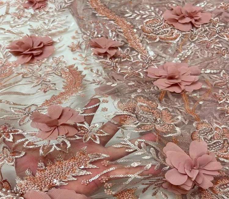5 Yards Multi-Color Sequined Beaded Embroidered Lace Material Fabric JX303