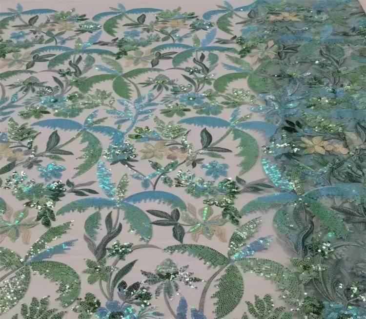 5 Yards Multi-Color Sequined Beaded Embroidered Lace Material Fabric JX307