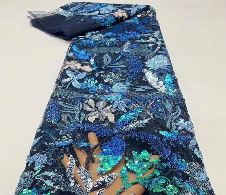 5 Yards Multi-Color Sequined Beaded Embroidered Lace Material Fabric JX307
