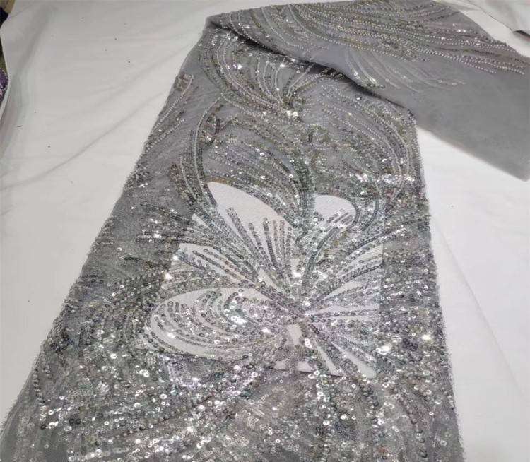 5 Yards Multi-Color Sequined Beaded Embroidered Lace Material Fabric JX314