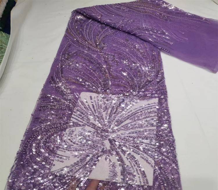 5 Yards Multi-Color Sequined Beaded Embroidered Lace Material Fabric JX314