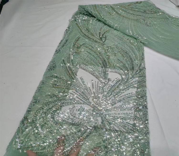 5 Yards Multi-Color Sequined Beaded Embroidered Lace Material Fabric JX314