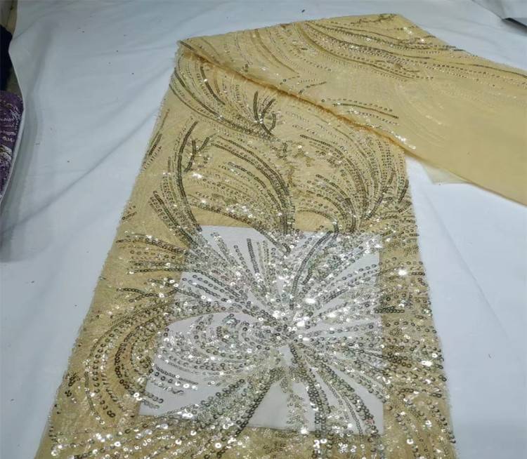 5 Yards Multi-Color Sequined Beaded Embroidered Lace Material Fabric JX314