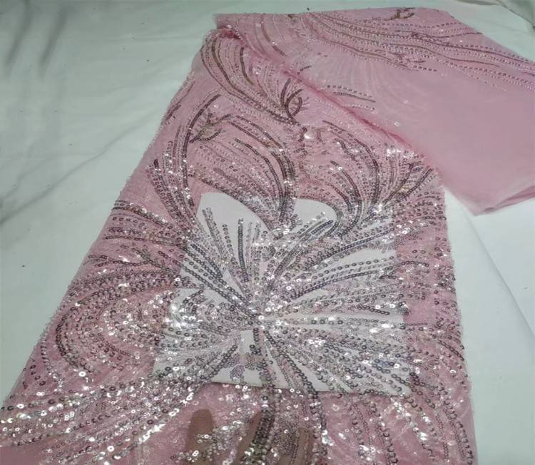 5 Yards Multi-Color Sequined Beaded Embroidered Lace Material Fabric JX314