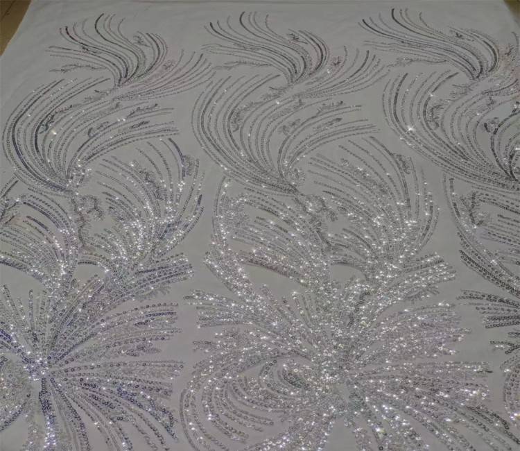 5 Yards Multi-Color Sequined Beaded Embroidered Lace Material Fabric JX314
