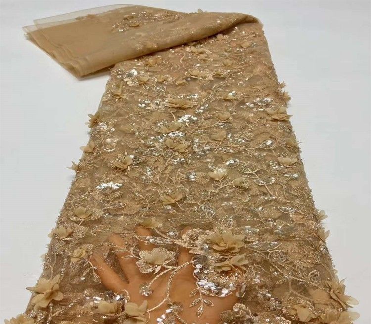 5 Yards Multi-Color Sequined Beaded Embroidered Lace Material Fabric JX316