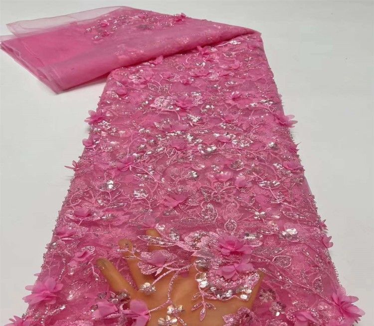 5 Yards Multi-Color Sequined Beaded Embroidered Lace Material Fabric JX316