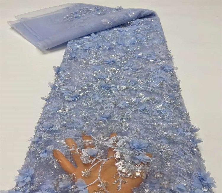 5 Yards Multi-Color Sequined Beaded Embroidered Lace Material Fabric JX316
