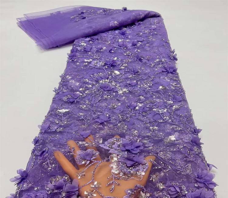 5 Yards Multi-Color Sequined Beaded Embroidered Lace Material Fabric JX316