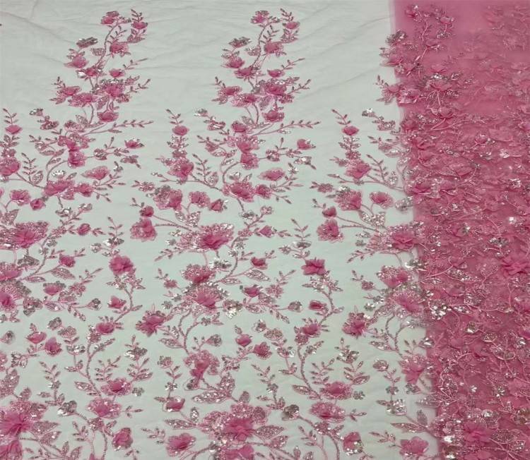 5 Yards Multi-Color Sequined Beaded Embroidered Lace Material Fabric JX316