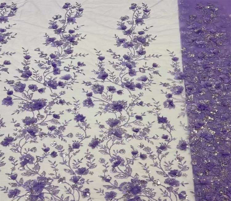 5 Yards Multi-Color Sequined Beaded Embroidered Lace Material Fabric JX316