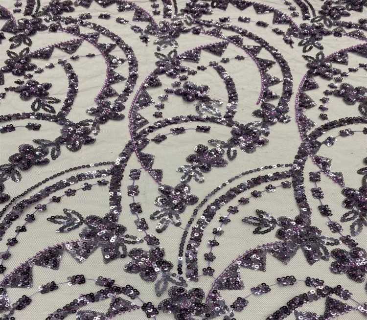 5 Yards Multi-Color Sequined Beaded Embroidered Lace Material Fabric JX318
