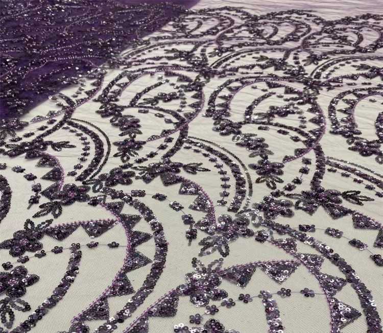 5 Yards Multi-Color Sequined Beaded Embroidered Lace Material Fabric JX318