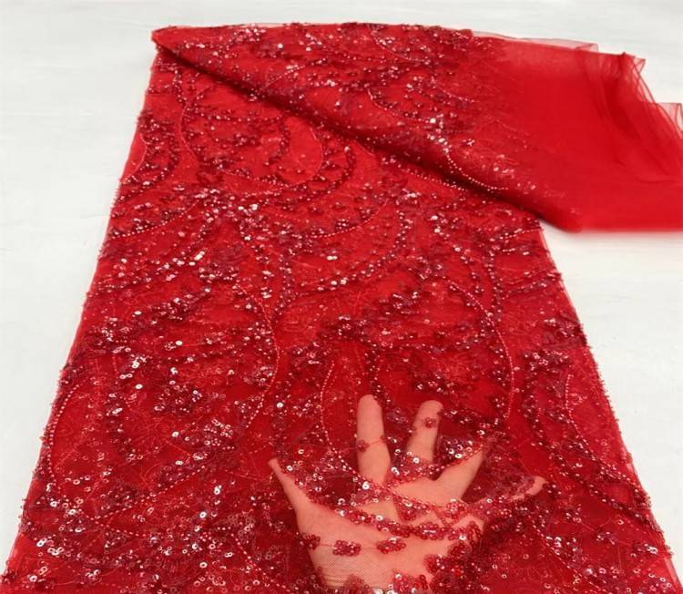 5 Yards Multi-Color Sequined Beaded Embroidered Lace Material Fabric JX318