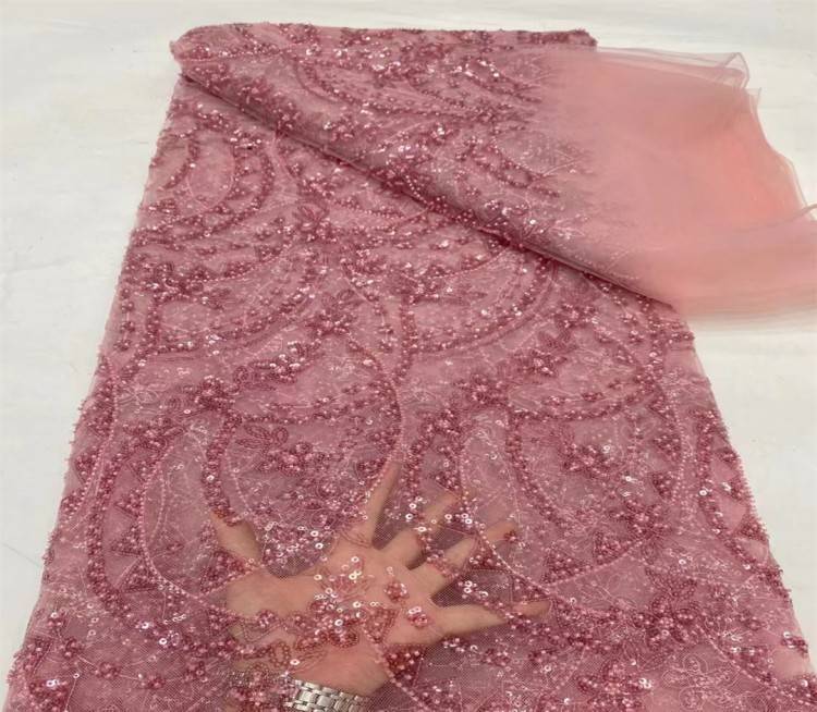 5 Yards Multi-Color Sequined Beaded Embroidered Lace Material Fabric JX318
