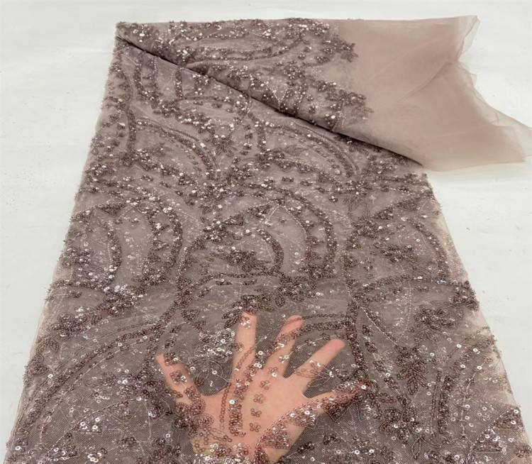 5 Yards Multi-Color Sequined Beaded Embroidered Lace Material Fabric JX318