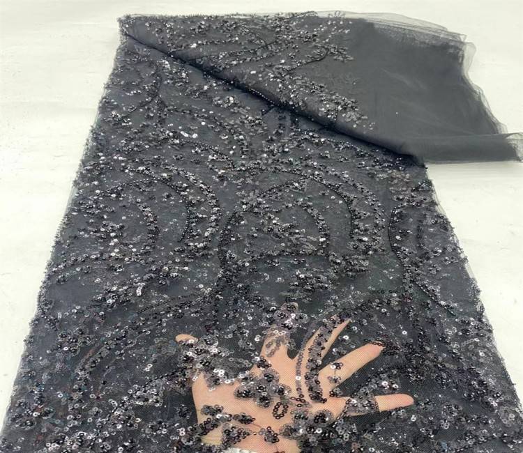 5 Yards Multi-Color Sequined Beaded Embroidered Lace Material Fabric JX318