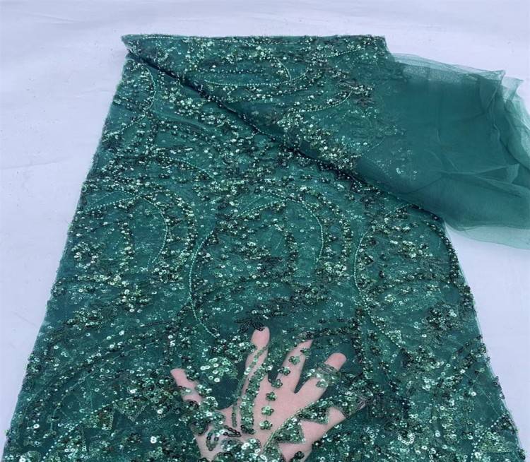 5 Yards Multi-Color Sequined Beaded Embroidered Lace Material Fabric JX318
