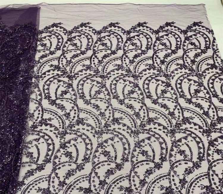 5 Yards Multi-Color Sequined Beaded Embroidered Lace Material Fabric JX318
