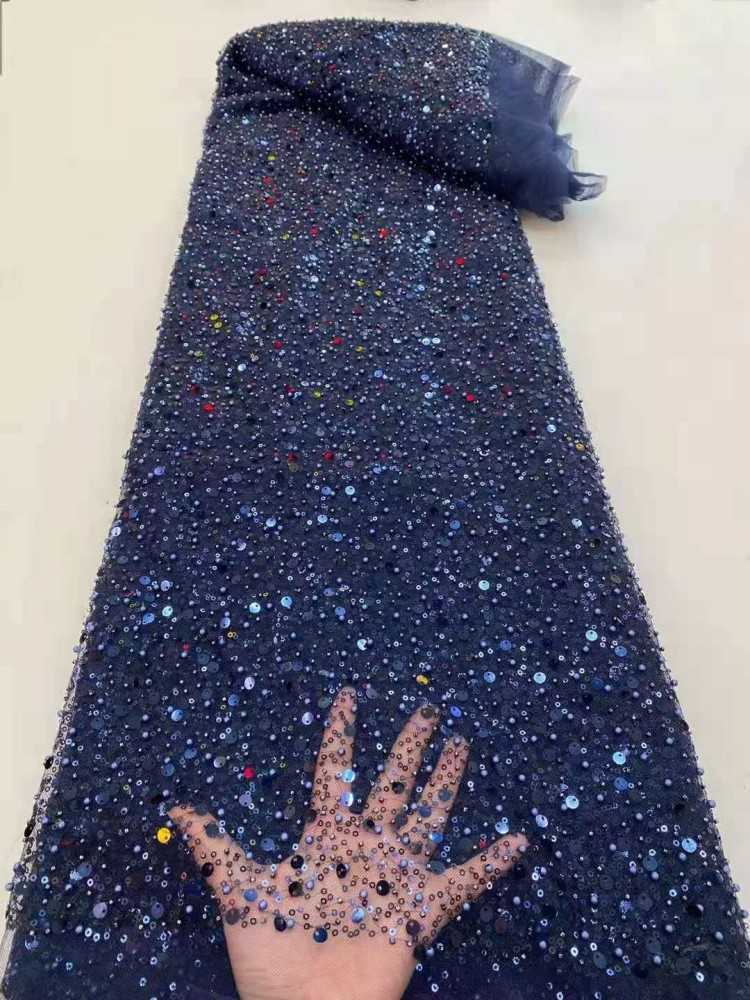 5 Yards Multi-Color Sequined Beaded Embroidered Lace Material Fabric JX352