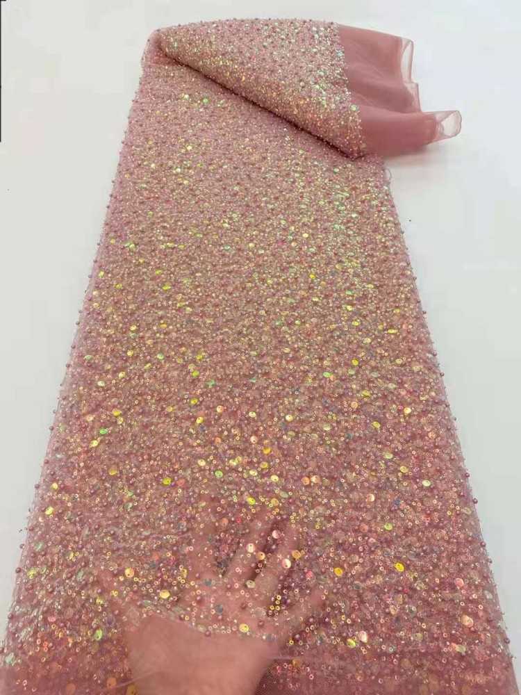 5 Yards Multi-Color Sequined Beaded Embroidered Lace Material Fabric JX352