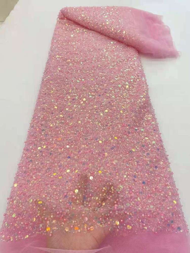 5 Yards Multi-Color Sequined Beaded Embroidered Lace Material Fabric JX352