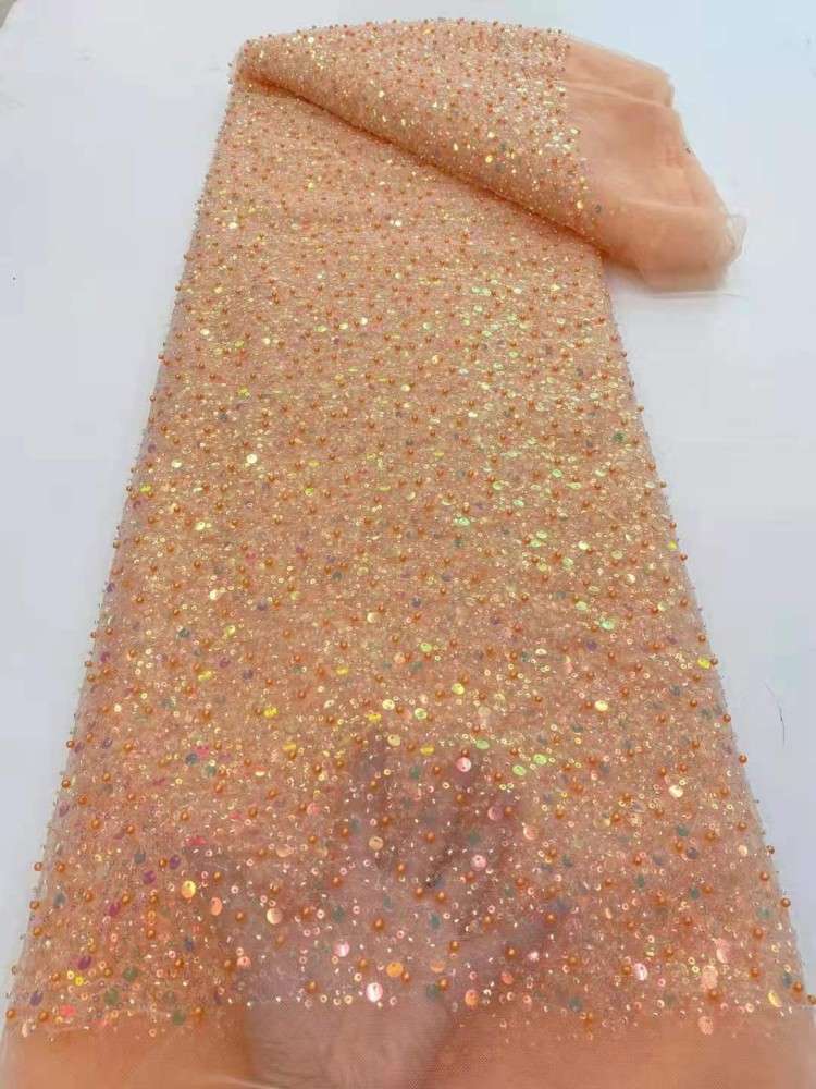 5 Yards Multi-Color Sequined Beaded Embroidered Lace Material Fabric JX352