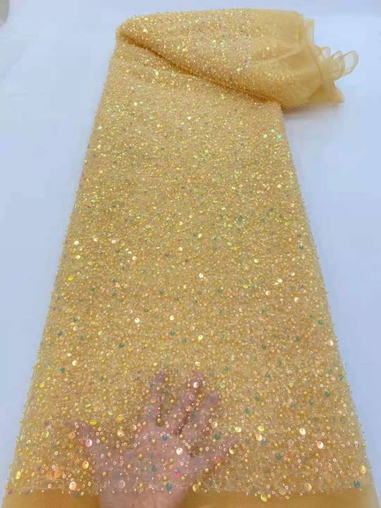 5 Yards Multi-Color Sequined Beaded Embroidered Lace Material Fabric JX352
