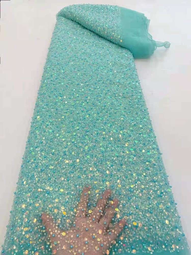 5 Yards Multi-Color Sequined Beaded Embroidered Lace Material Fabric JX352