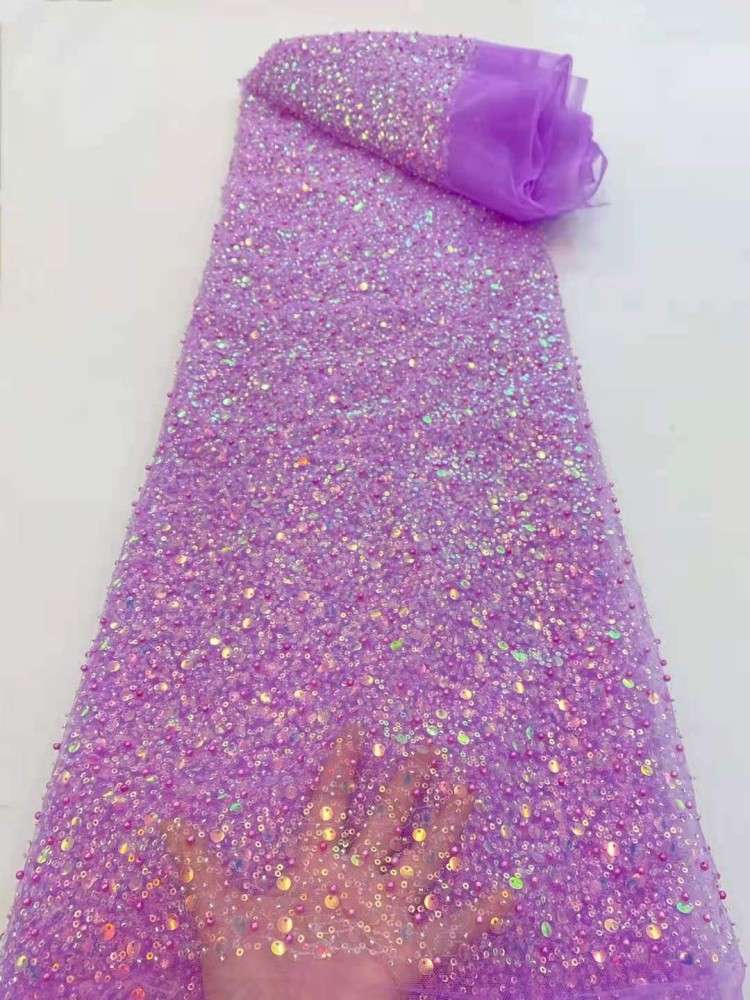 5 Yards Multi-Color Sequined Beaded Embroidered Lace Material Fabric JX352