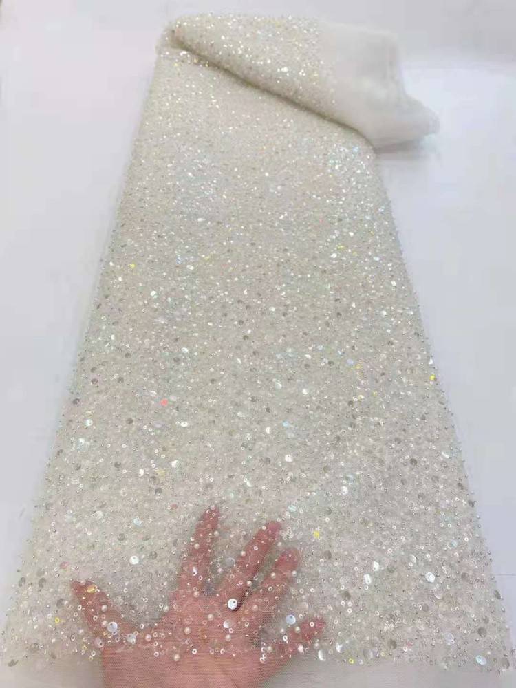 5 Yards Multi-Color Sequined Beaded Embroidered Lace Material Fabric JX352