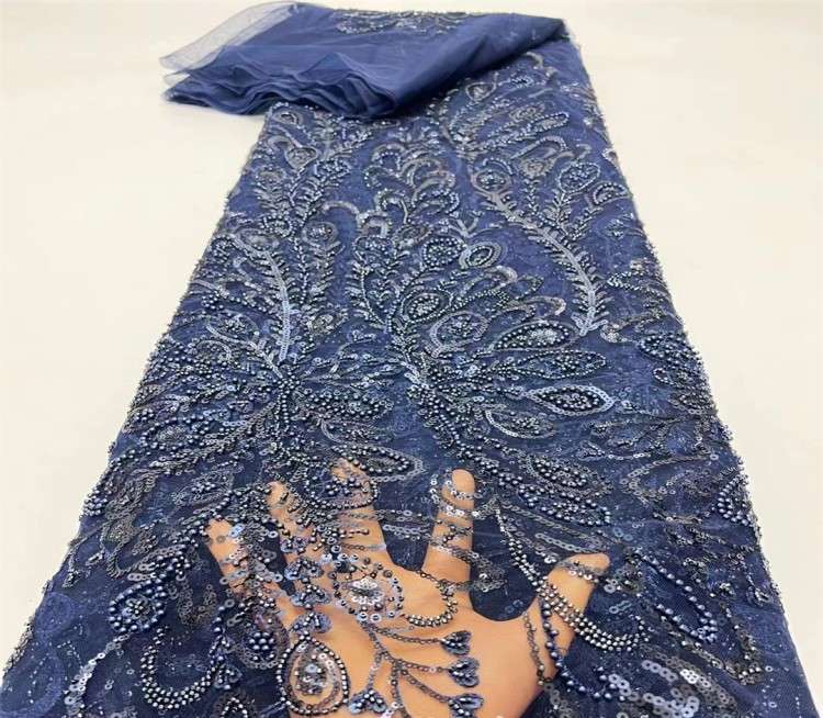 5 Yards Multi-Color Sequined Beaded Embroidered Lace Material Fabric JX357