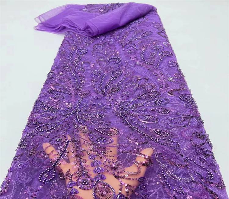 5 Yards Multi-Color Sequined Beaded Embroidered Lace Material Fabric JX357