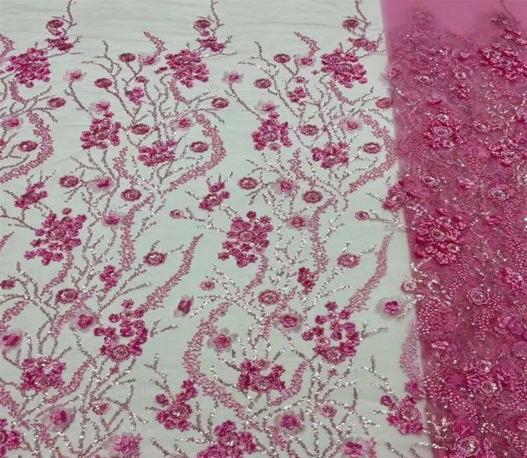 5 Yards Multi-Color Sequined Beaded Embroidered Lace Material Fabric JX361