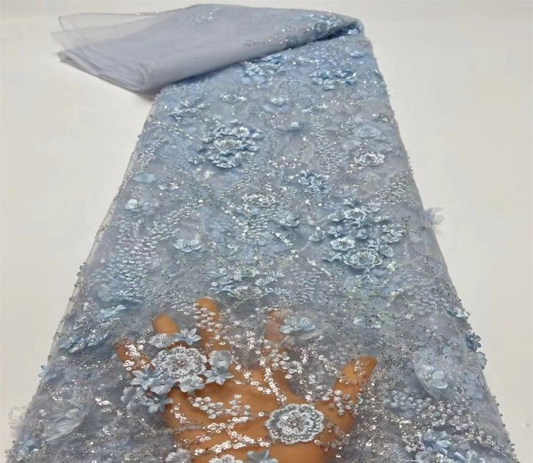 5 Yards Multi-Color Sequined Beaded Embroidered Lace Material Fabric JX361