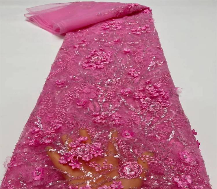 5 Yards Multi-Color Sequined Beaded Embroidered Lace Material Fabric JX361